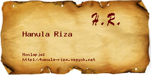 Hanula Riza névjegykártya